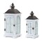 Melrose Traditional Lantern Tabletop Decorations - 19.25" - White and Black - Set of 2